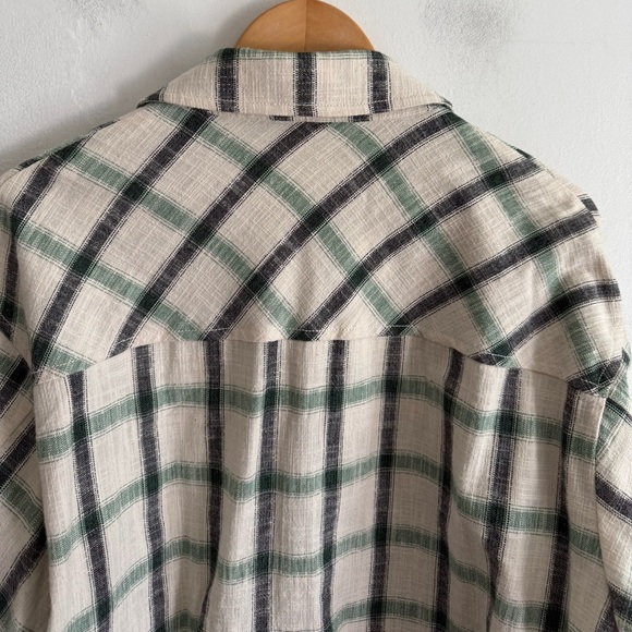 Zara || Plaid Overshirt Shacket Oversized Cream Green S - Picture 9 of 9